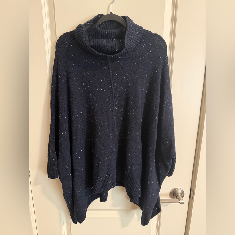 LOFT Flecked Shirttail Poncho Sweater